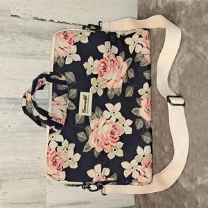 0127 CanvasLife Floral Laptop Carry Tote